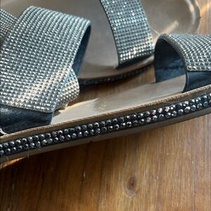 TOP Moda Women's Glittering Black Slide Sandals